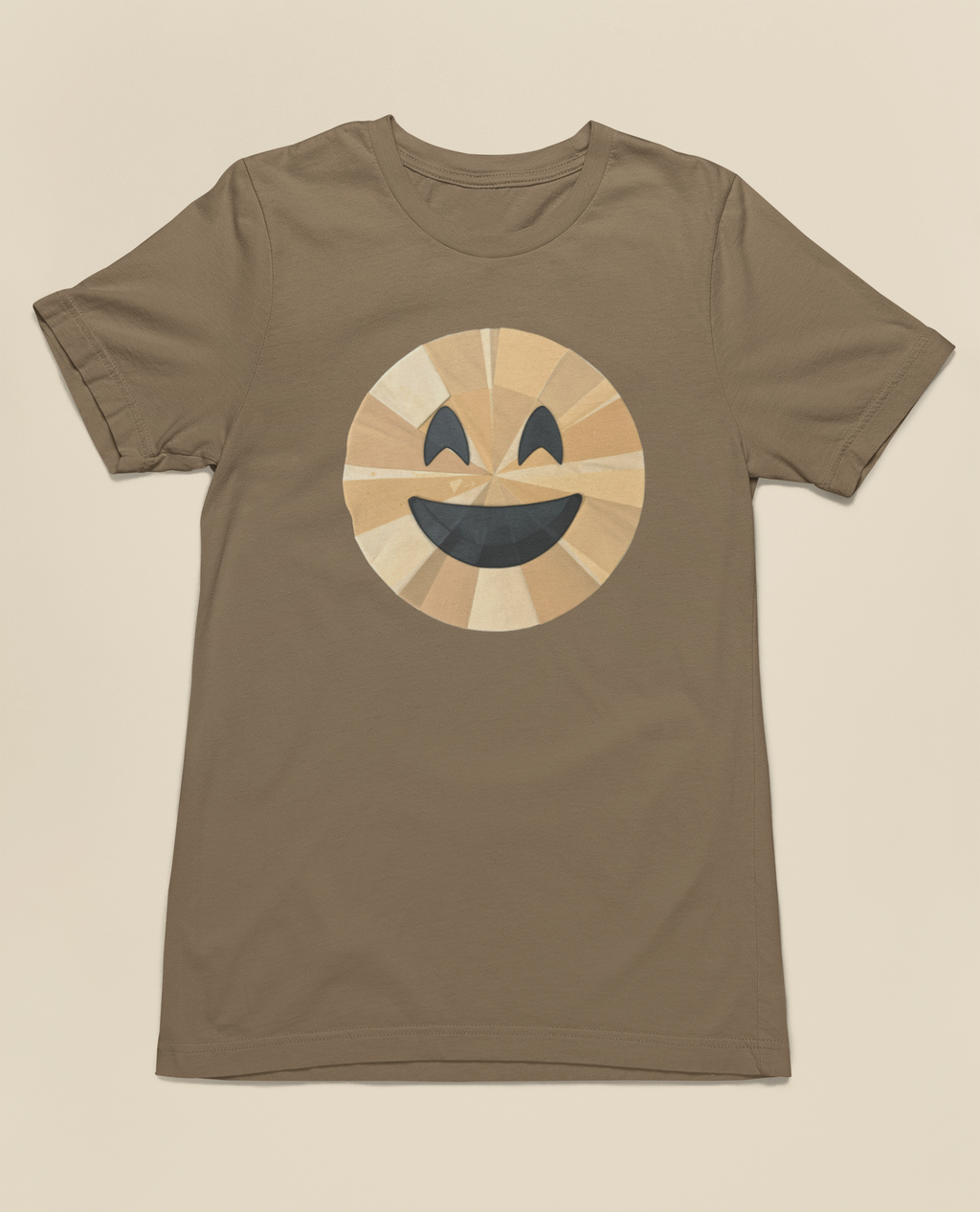 Vintage Geometric Smiley Tee - Vintage Brown