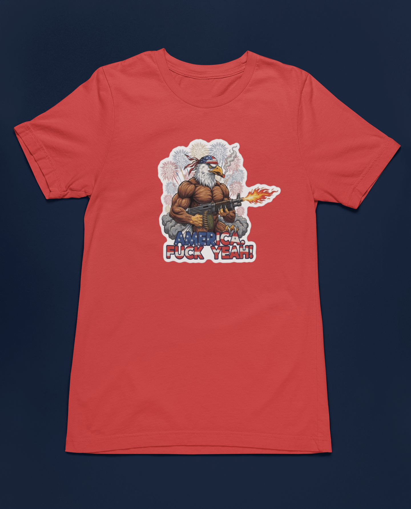 America Fuck Yeah! Patriotic Eagle Tee - Canvas Red or Black