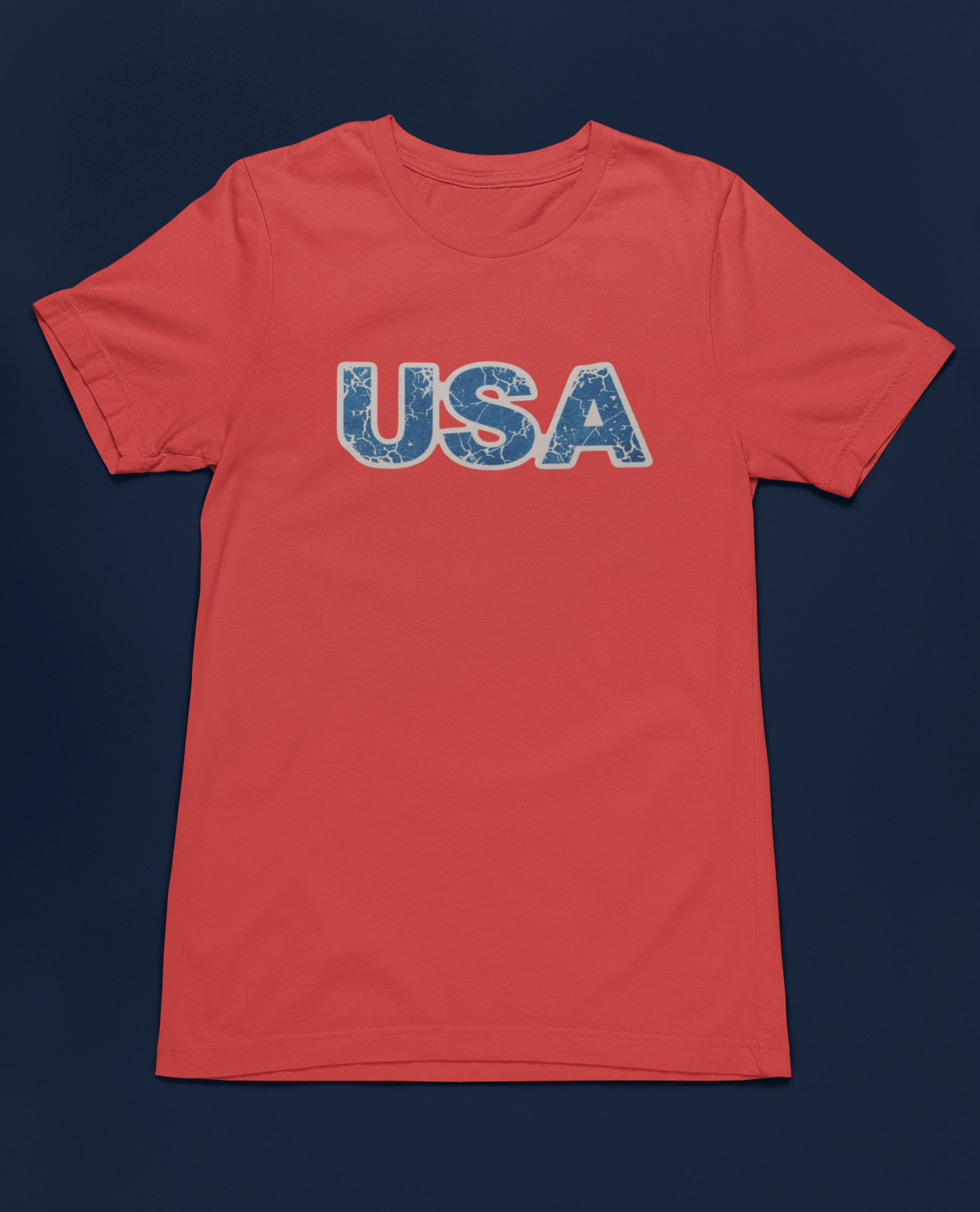 USA Distressed Patriotic Tee - Canvas Red