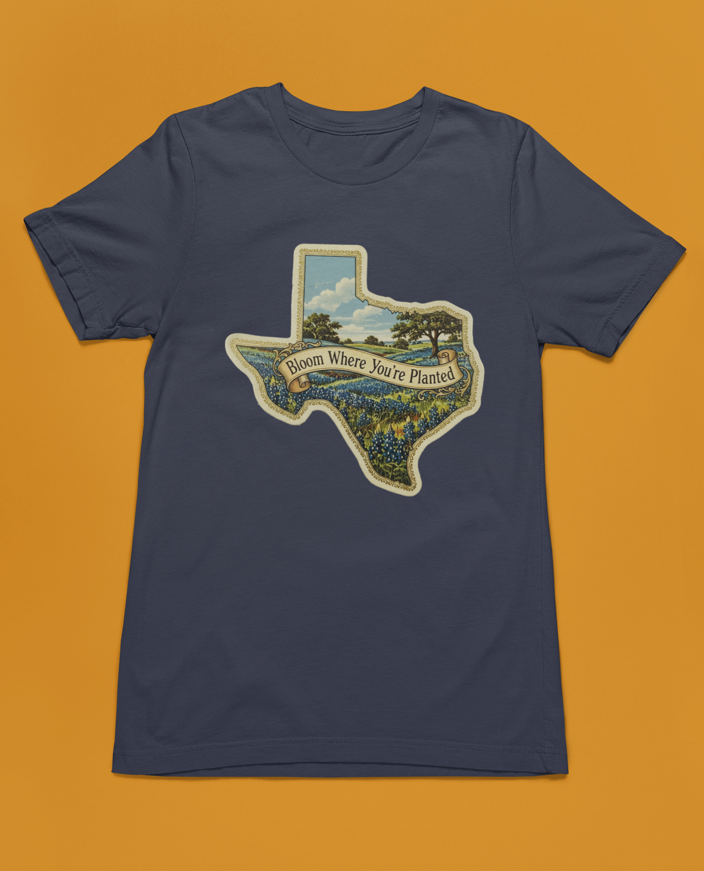 Bloom Where You're Planted Tee - Heathered Navy