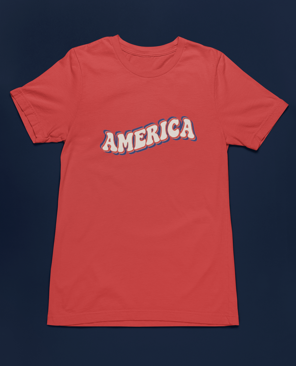 Retro America Groovy Text Tee - Canvas Red, White