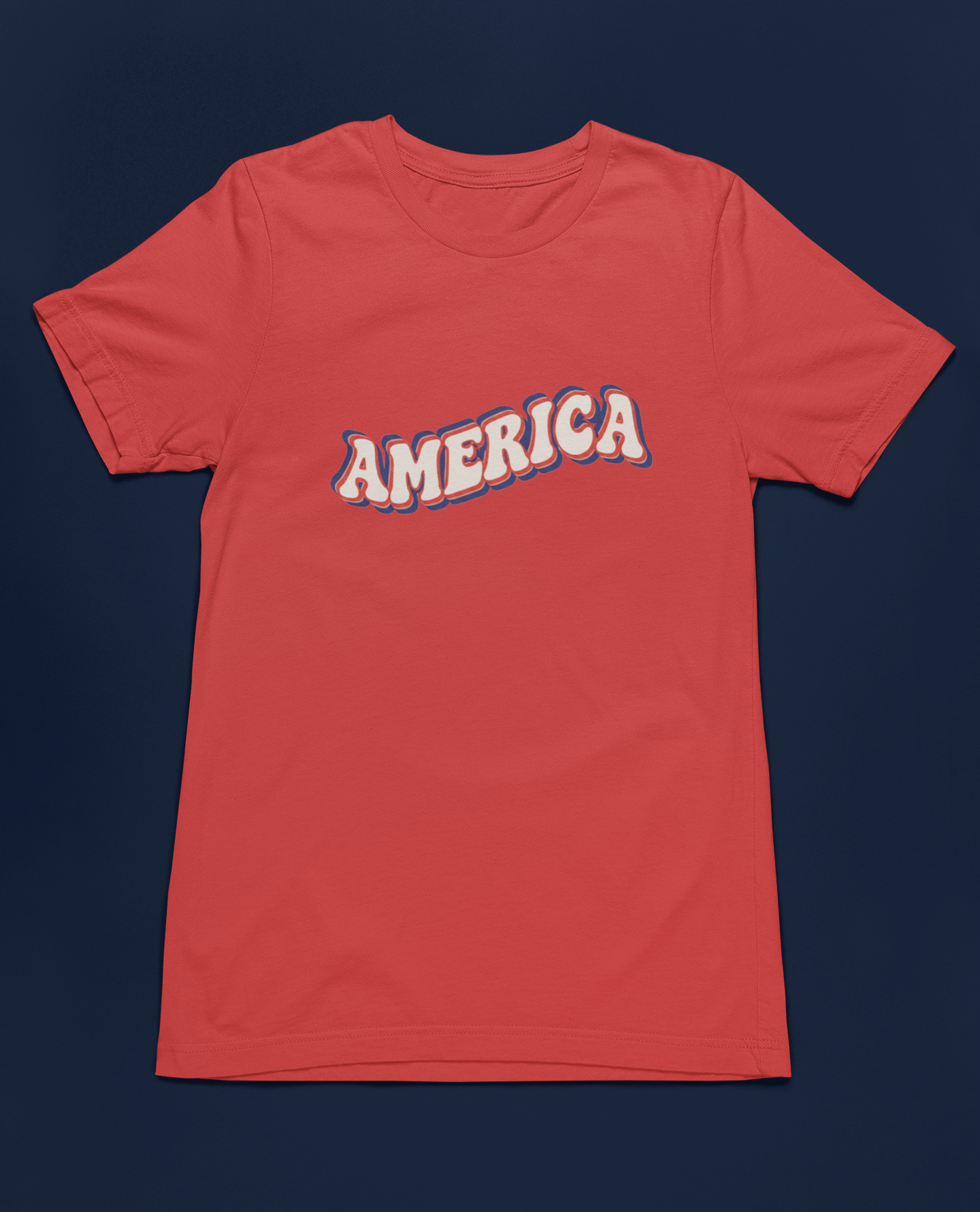 Retro America Groovy Text Tee - Canvas Red, White