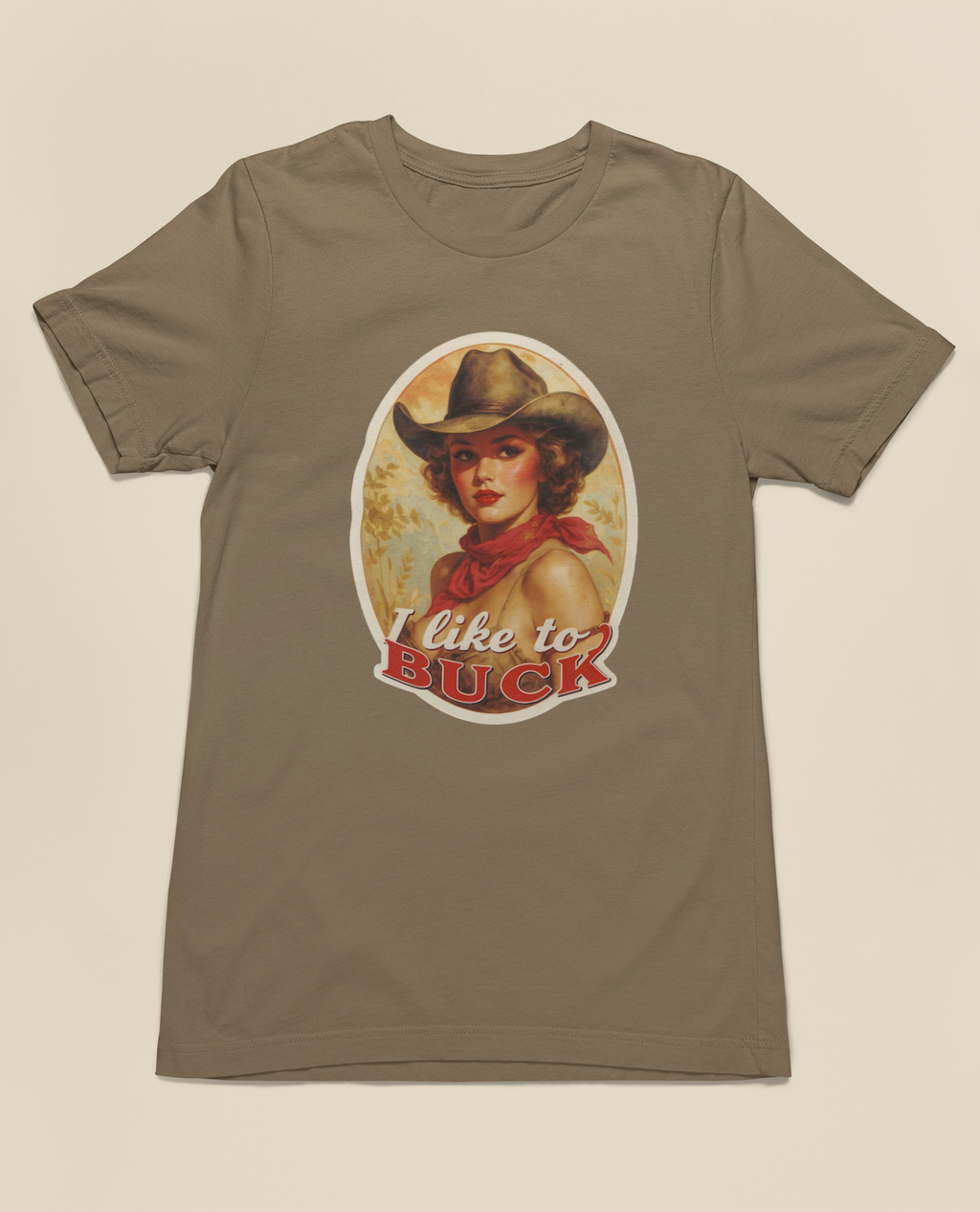 I Like the to Buck Cowgirl Tee – Vintage Brown