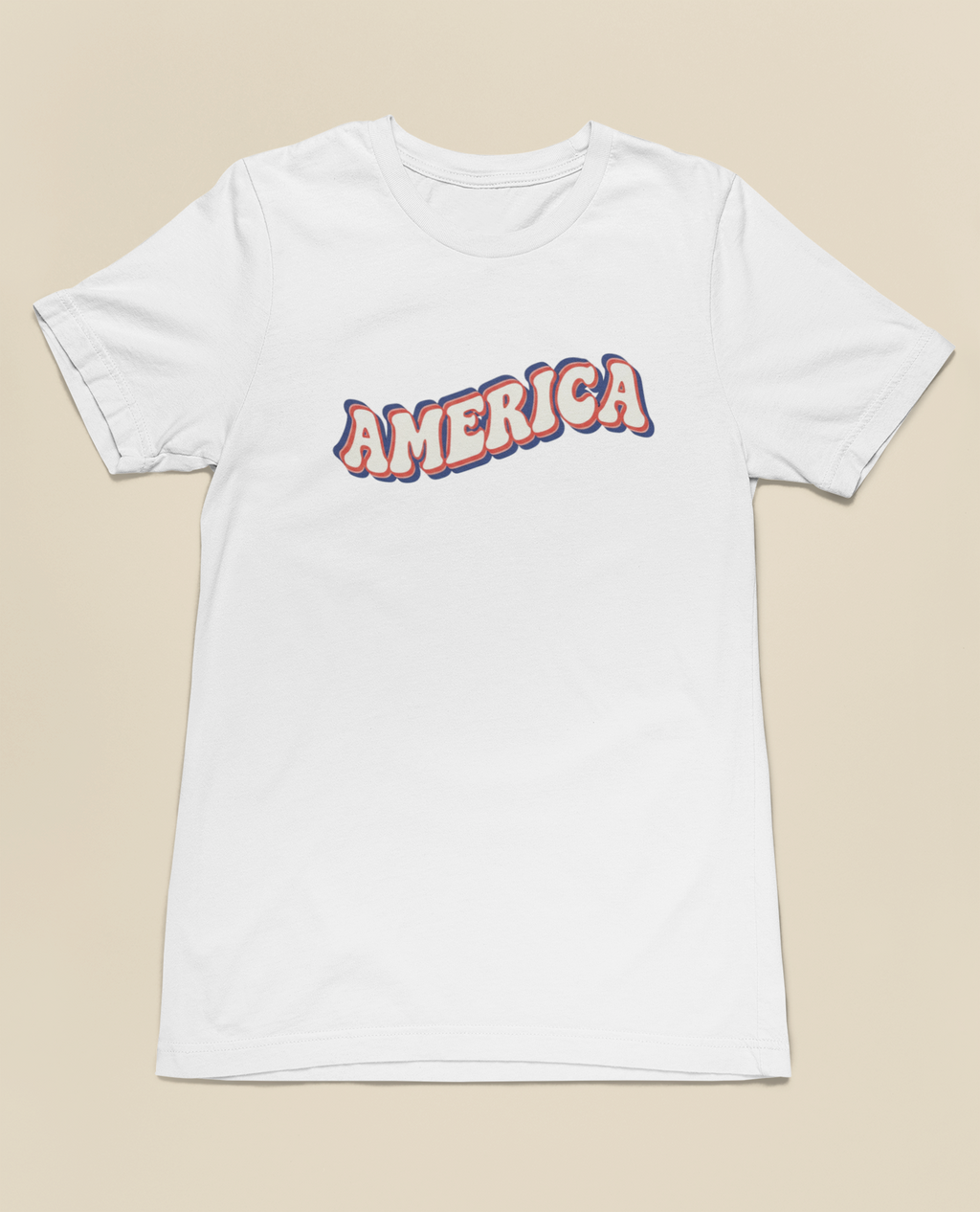 Retro America Groovy Text Tee - Canvas Red, White