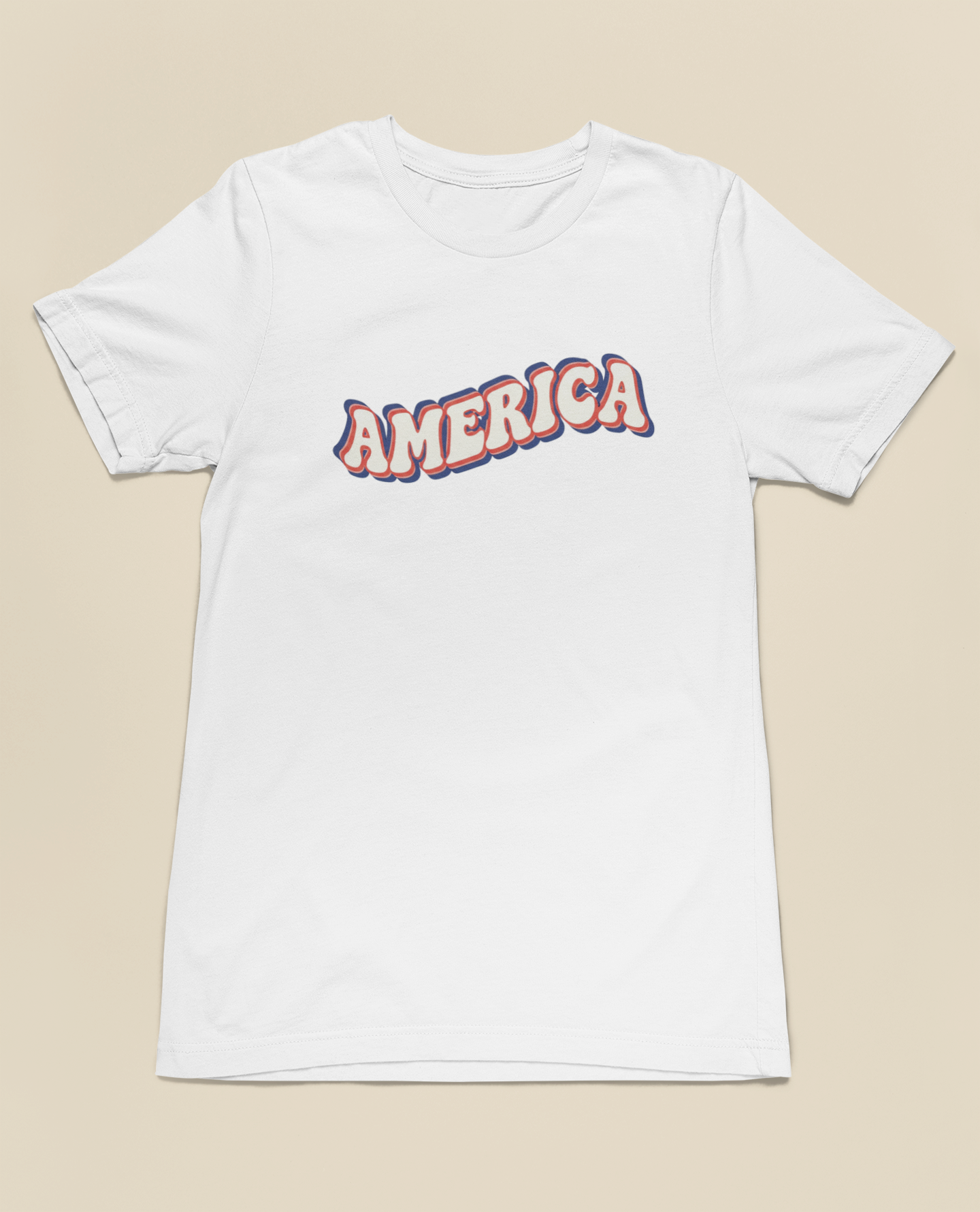 Retro America Groovy Text Tee - Canvas Red, White