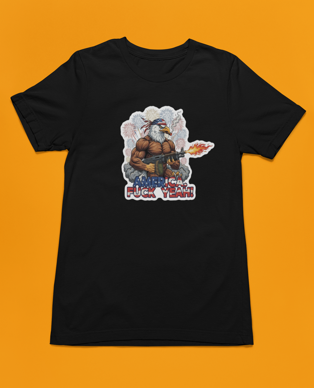 America Fuck Yeah! Patriotic Eagle Tee - Canvas Red or Black