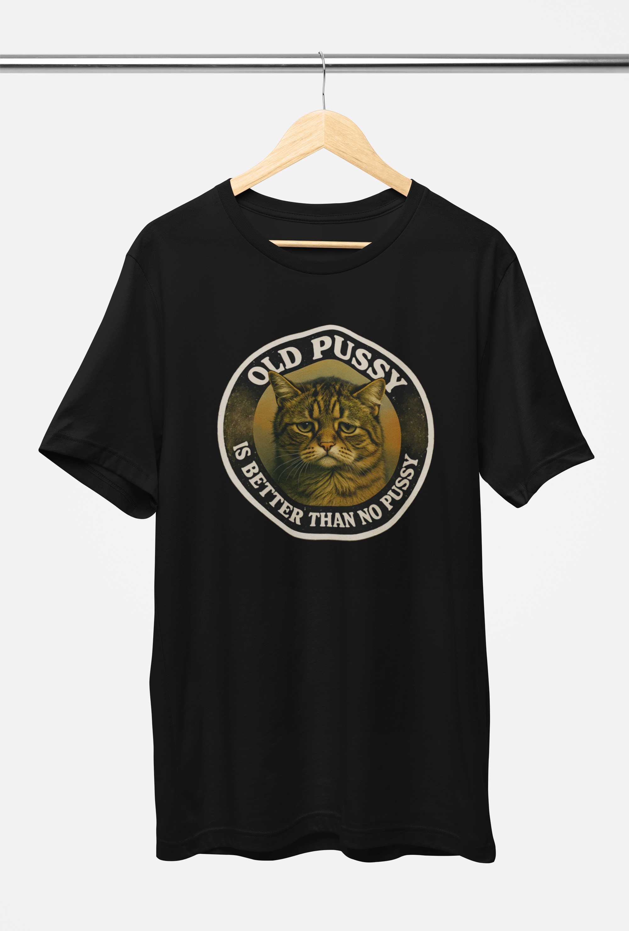 Old Pussy Is Better Than No Pussy Tee – Vintage Brown, Black
