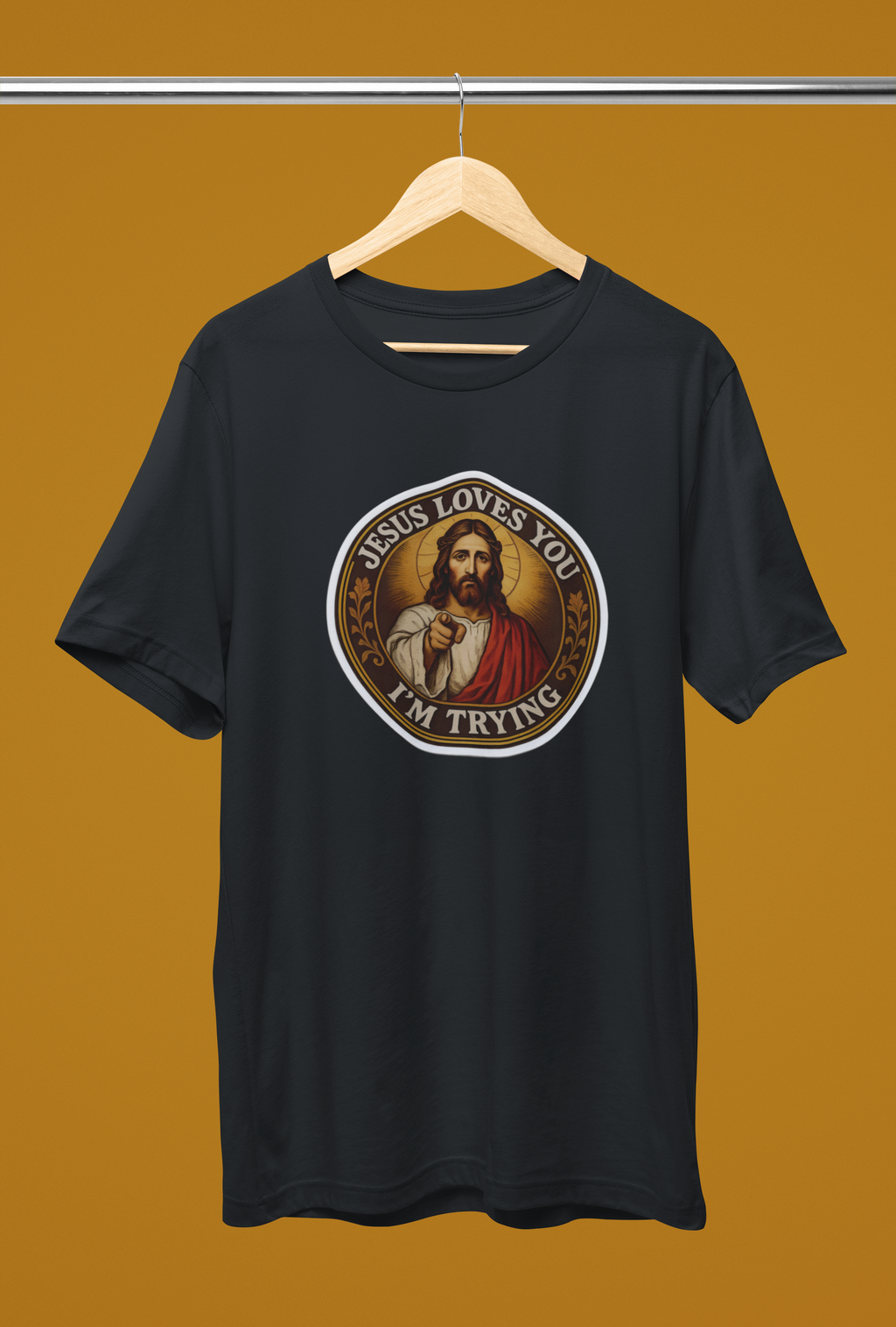 Jesus Loves You - I'm Trying Tee - Heathered Black