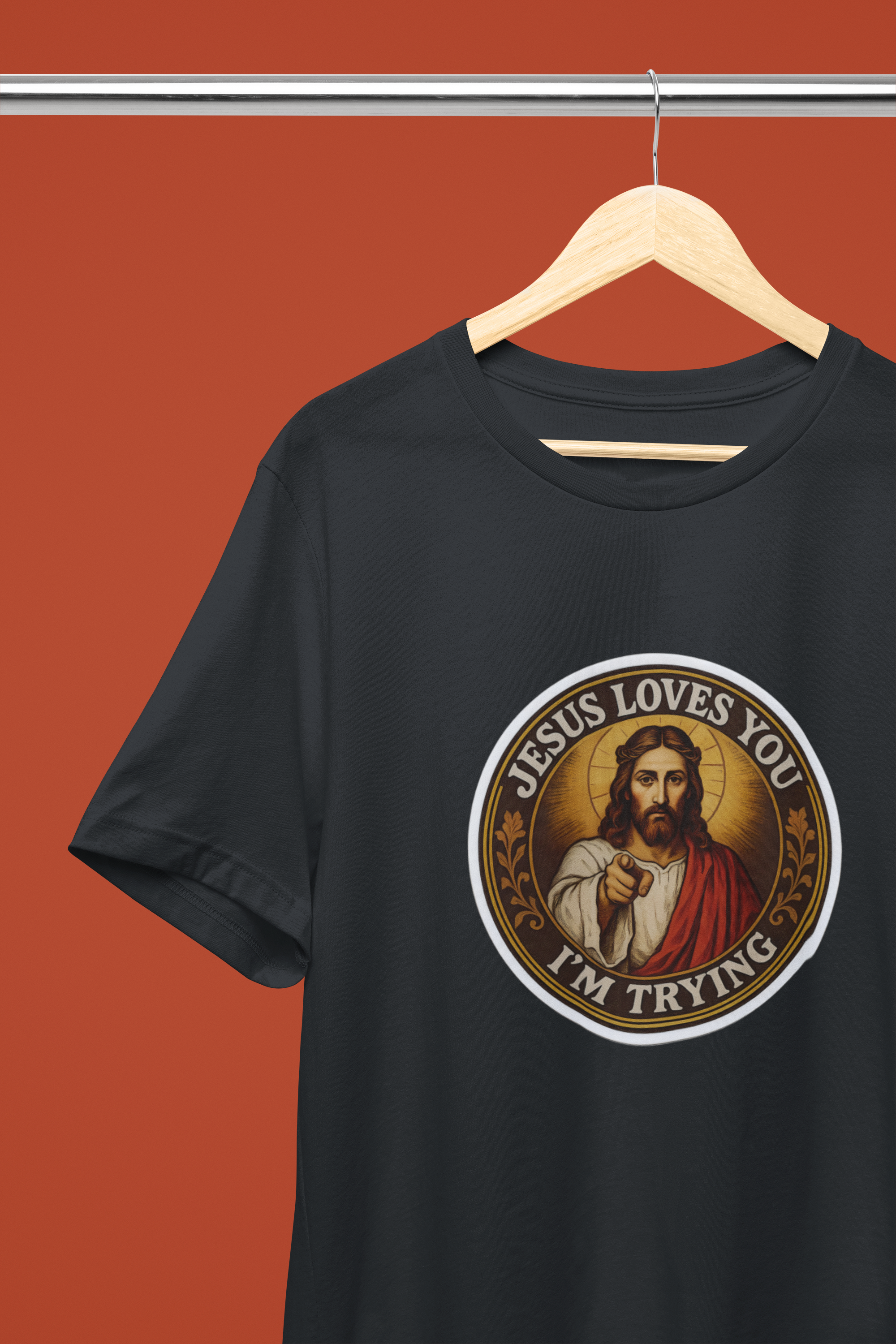 Jesus Loves You - I'm Trying Tee - Heathered Black