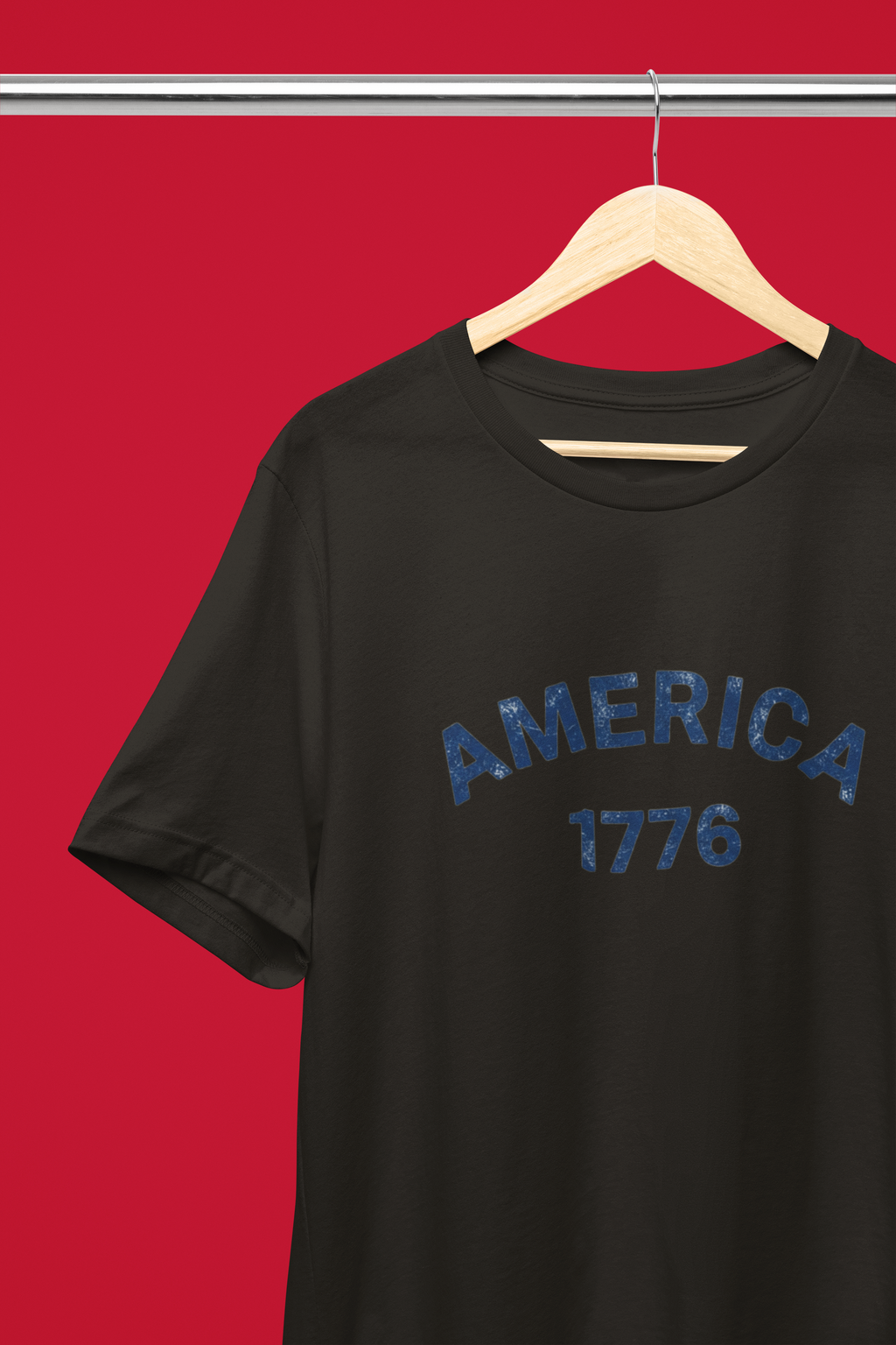 America 1776 Distressed Vintage Tee - Black, White