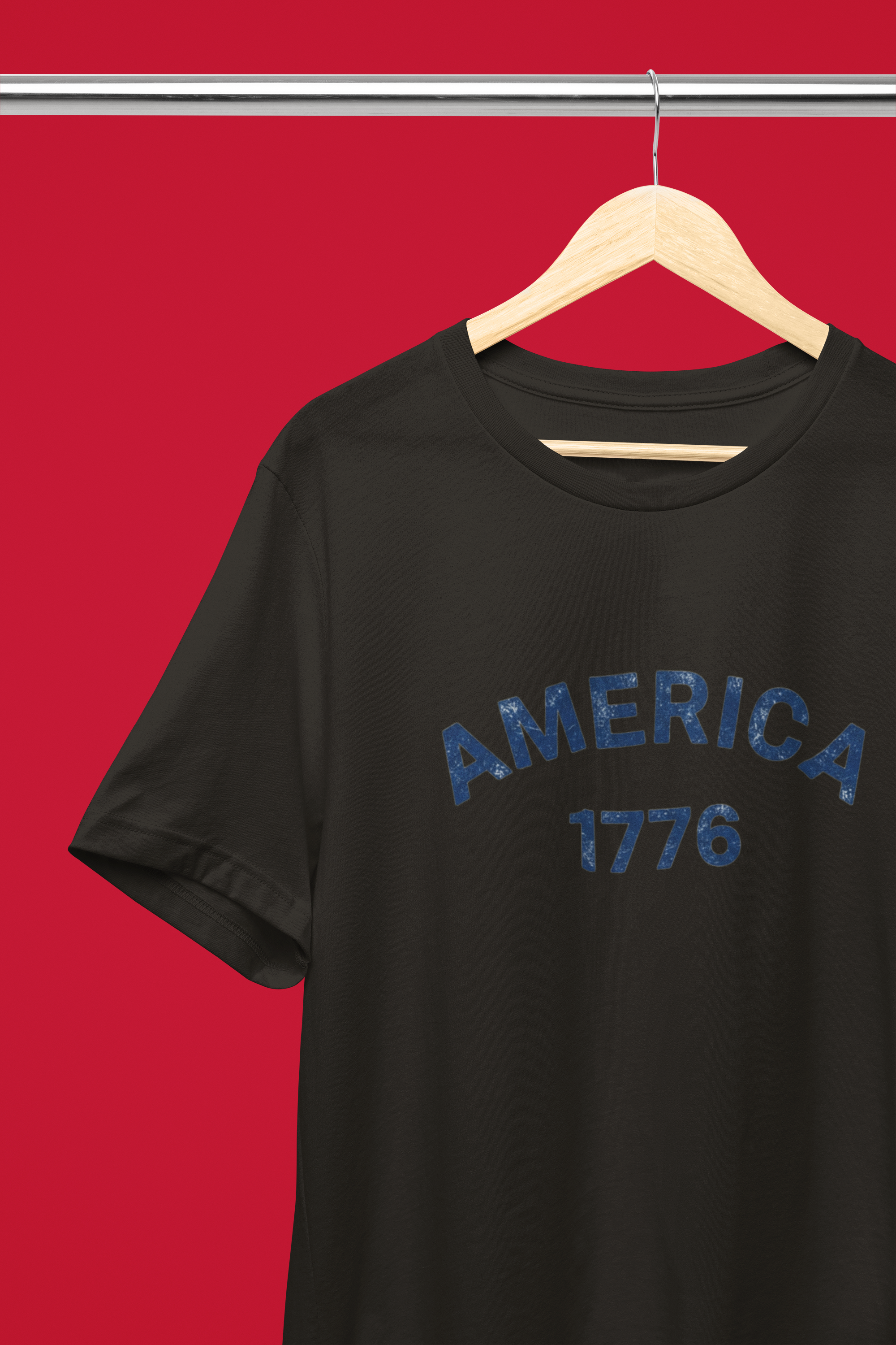 America 1776 Distressed Vintage Tee - Black, White