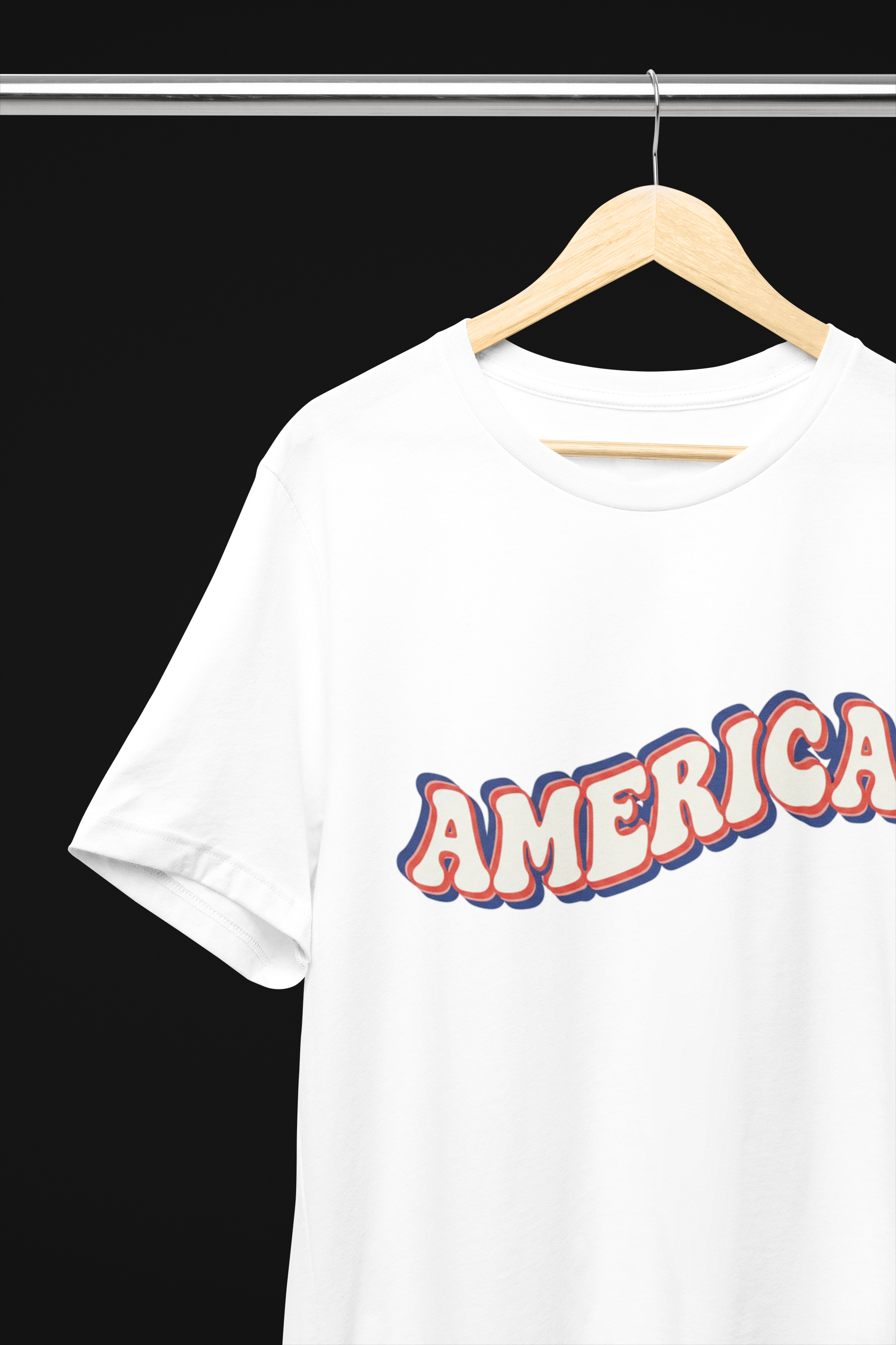 Retro America Groovy Text Tee - Canvas Red, White