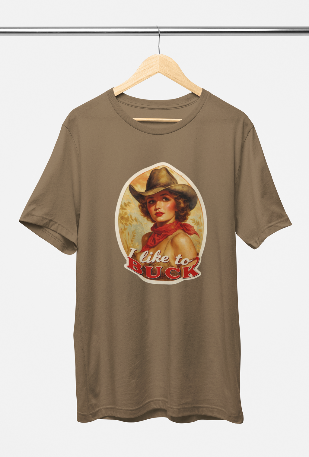 I Like the to Buck Cowgirl Tee – Vintage Brown