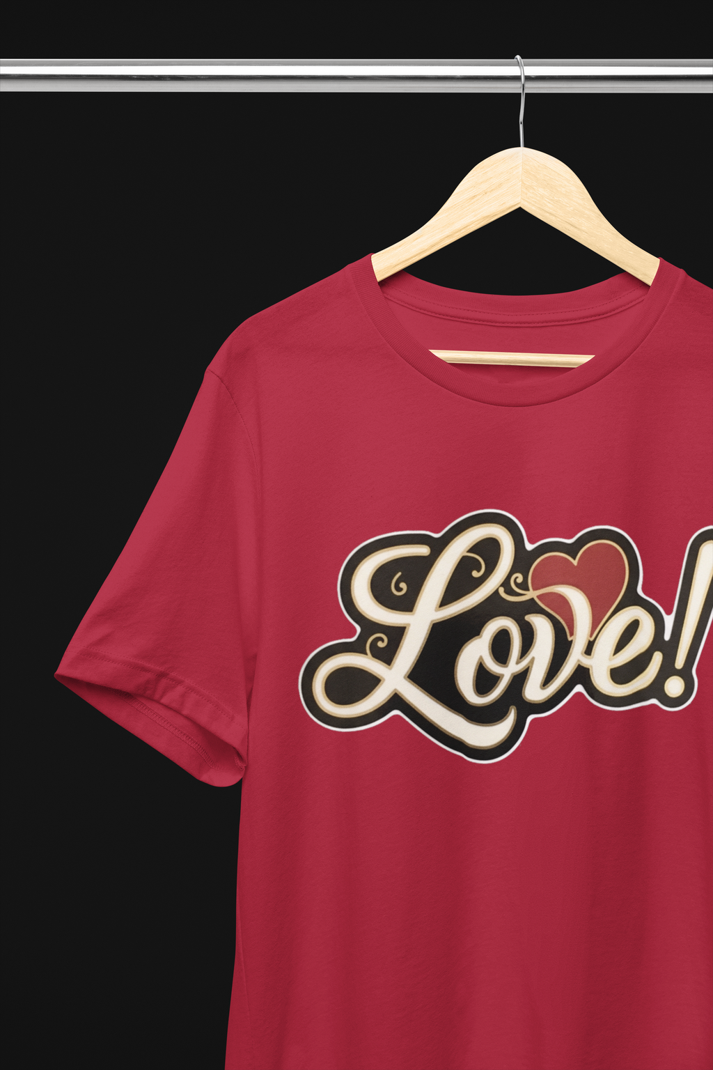 "Love!" Tee - Heathered Black or Canvas Red
