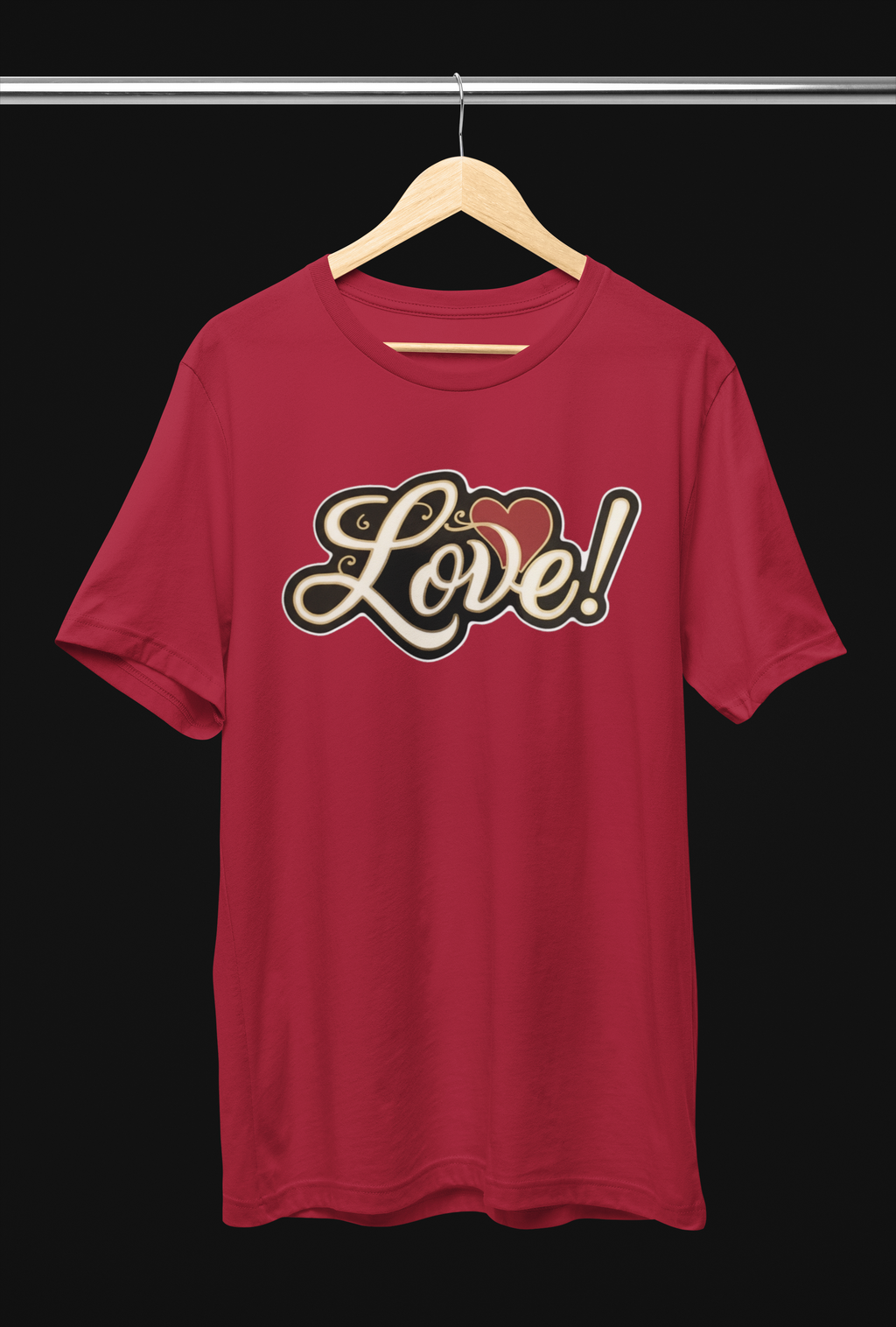 "Love!" Tee - Heathered Black or Canvas Red