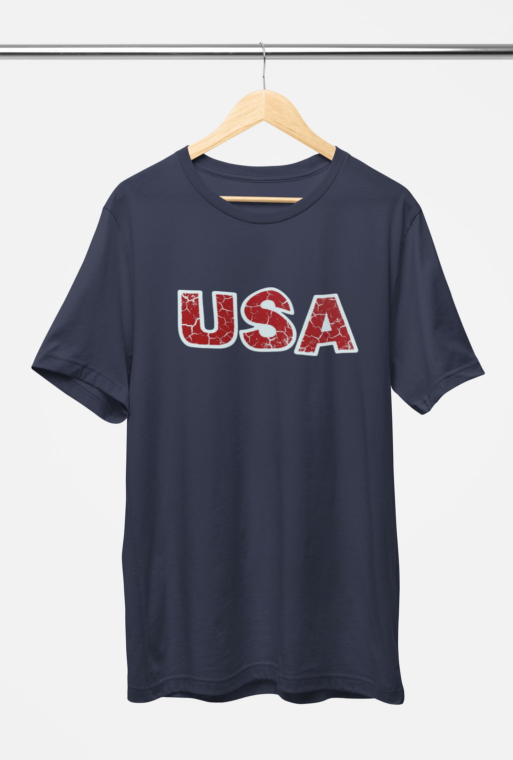 USA Distressed Patriotic Tee - Heather Blue