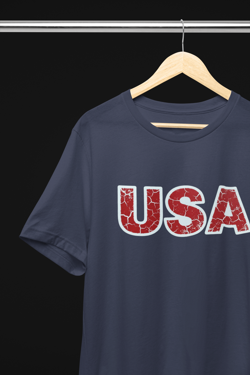 USA Distressed Patriotic Tee - Heather Blue
