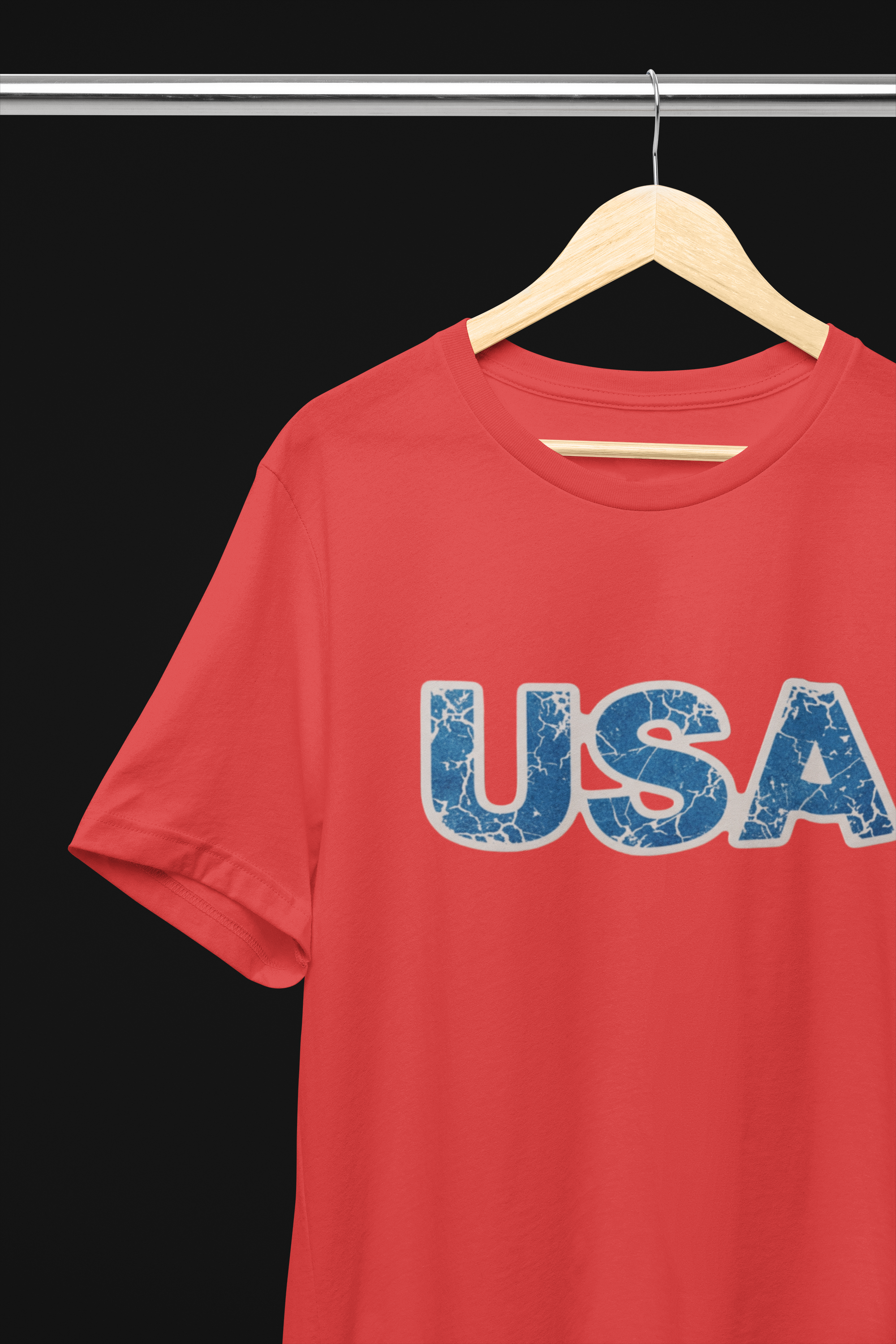 USA Distressed Patriotic Tee - Canvas Red