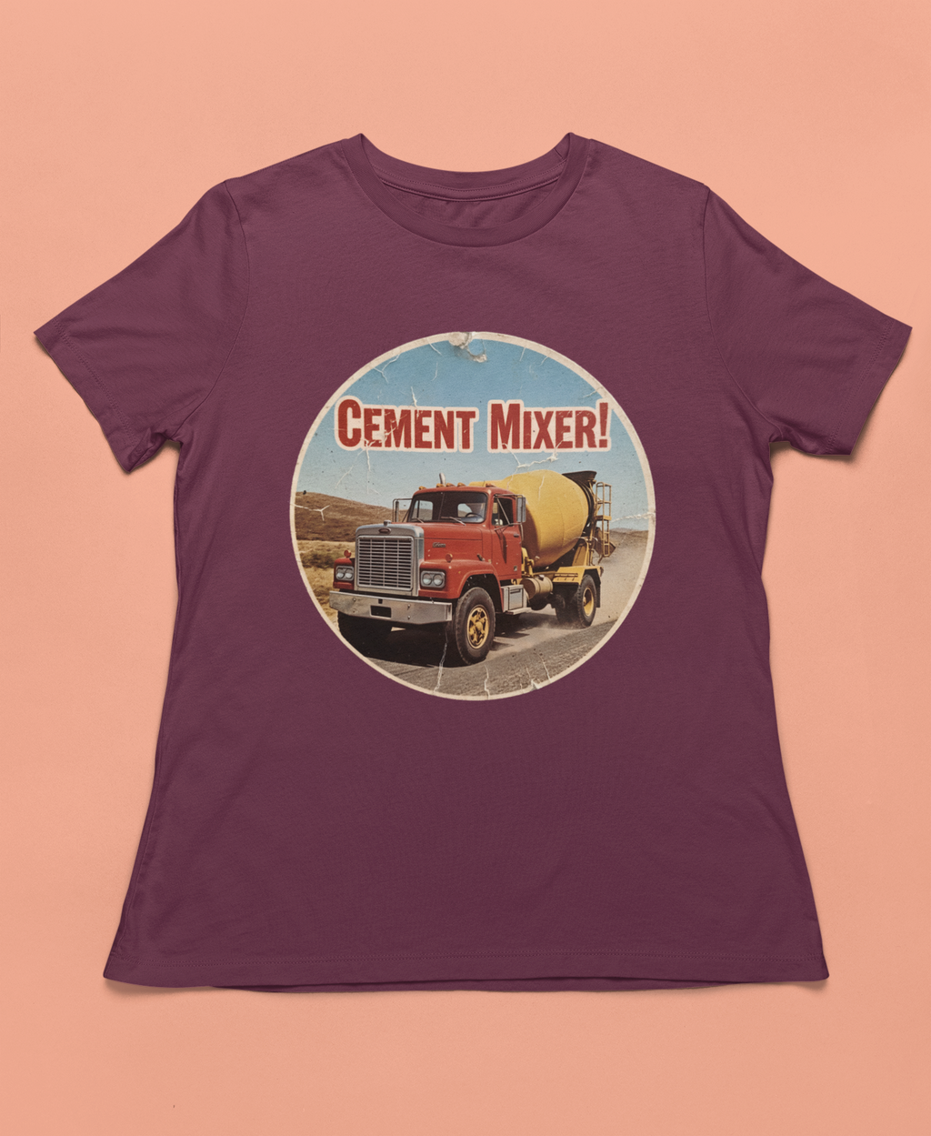 Cement Mixer Toddler Tee - Maroon