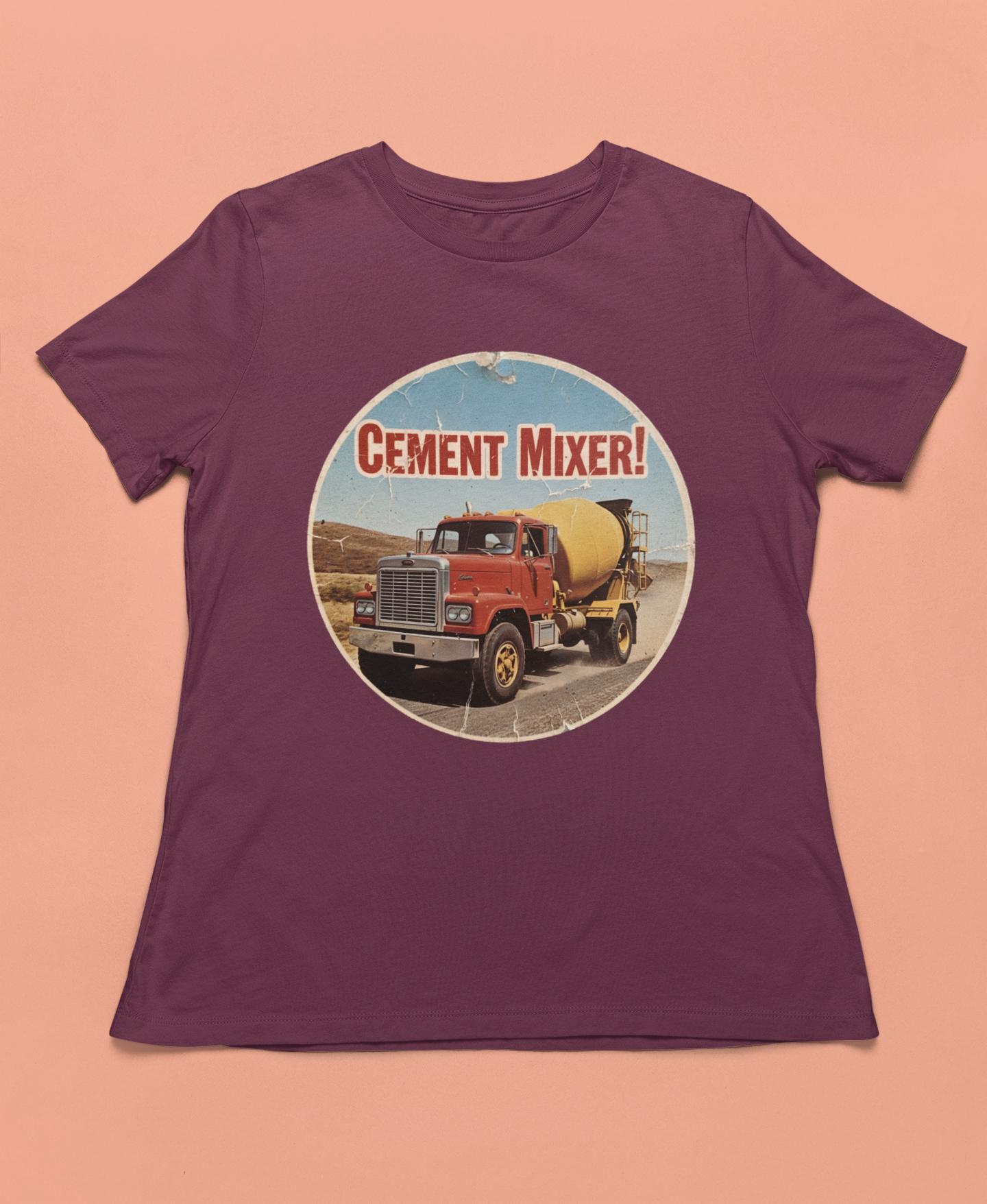 Cement Mixer Toddler Tee - Maroon