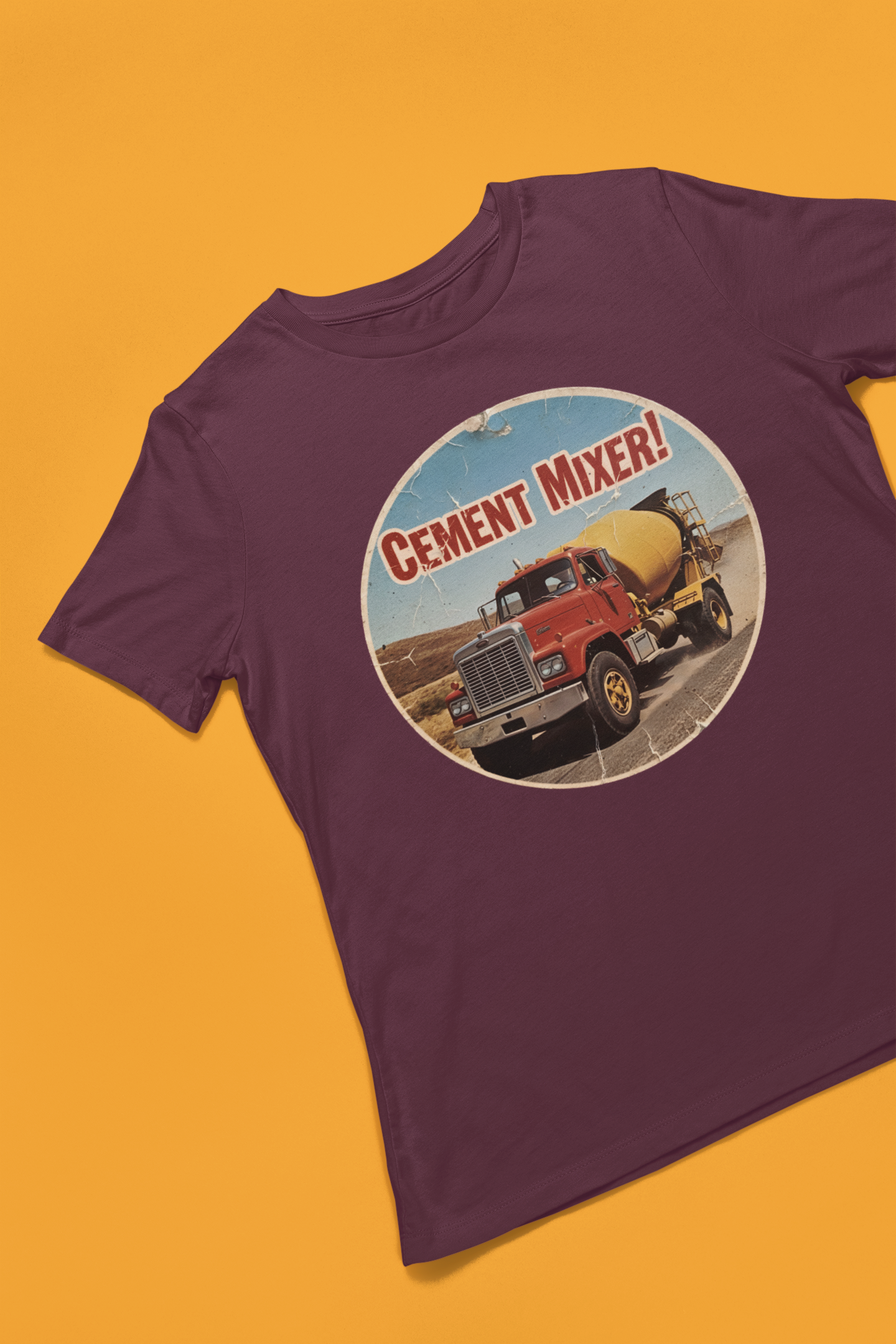 Cement Mixer Toddler Tee - Maroon